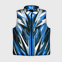 Женский жилет Хаотичная сине-белая абстракция на чёрном фоне