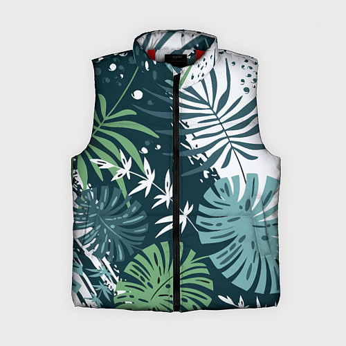 Женский жилет Листья тропических джунглей абстракция / 3D-Красный – фото 1