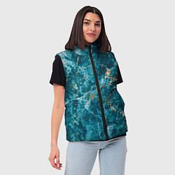 Женский жилет Мраморная текстура с золотом, цвет: 3D-красный — фото 2