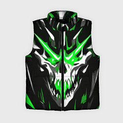 Женский жилет Абстрактный белый череп и зелёные полосы