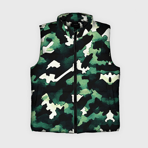 Женский жилет Яркий зелёный камуфляж / 3D-Черный – фото 1