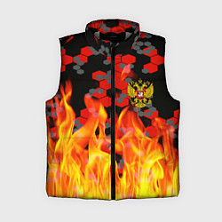 Женский жилет Герб РФ броня в огне, цвет: 3D-светло-серый