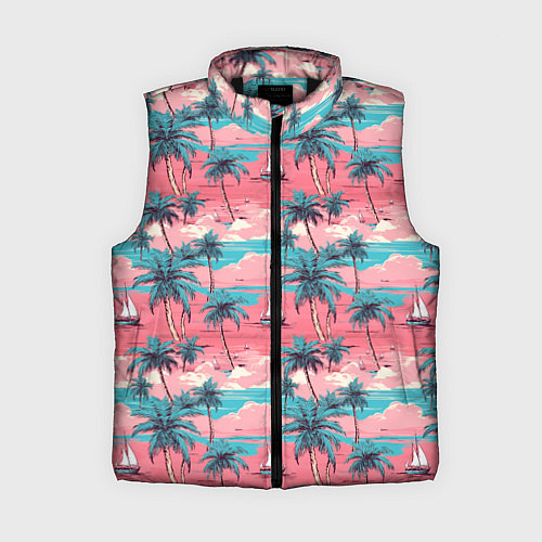 Женский жилет Летний закат на море паттерн-текстура / 3D-Черный – фото 1