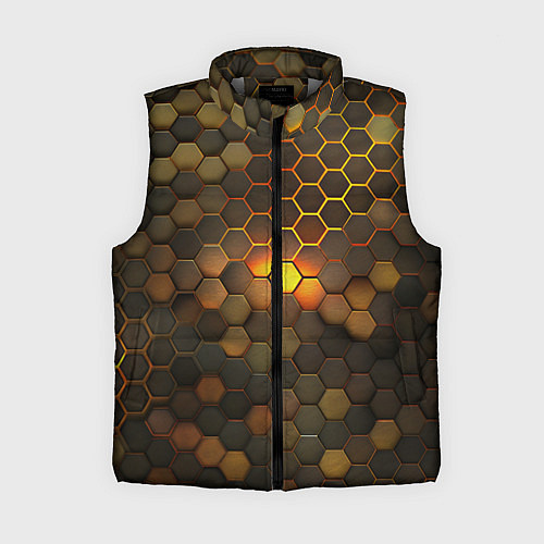 Женский жилет Светящиеся коричневый соты - тепловая энергия / 3D-Светло-серый – фото 1