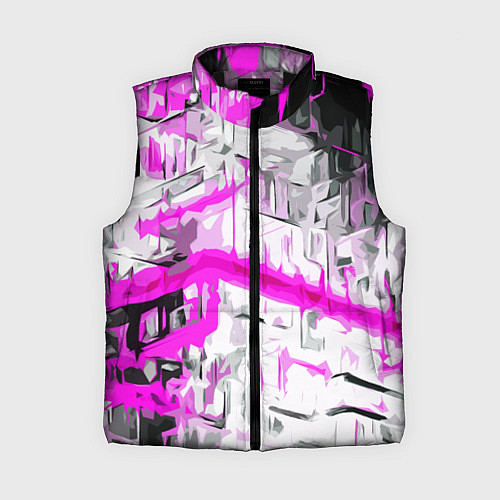 Женский жилет Бело-розовая абстракция на чёрном фоне / 3D-Черный – фото 1