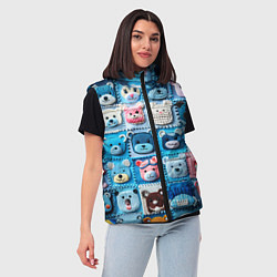 Женский жилет Пэчворк с мишками, цвет: 3D-светло-серый — фото 2