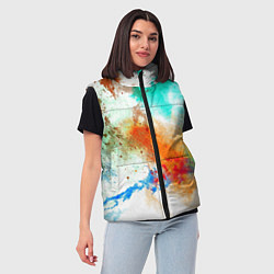Женский жилет Штрихи красок цветные, цвет: 3D-черный — фото 2