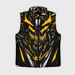 Женский жилет Жёлто-белое абстрактное лицо на чёрном фоне