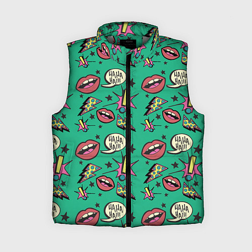 Женский жилет Губы и молния поп арт / 3D-Светло-серый – фото 1