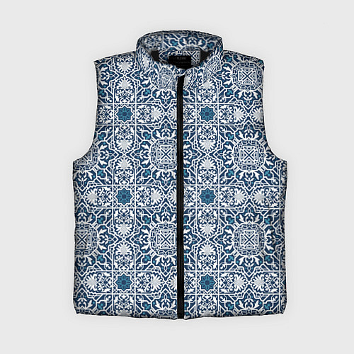 Женский жилет Геометрический узор бело-синий / 3D-Черный – фото 1