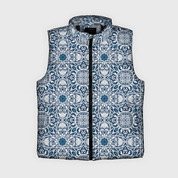 Женский жилет Геометрический узор бело-синий