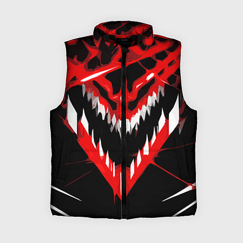 Женский жилет Красно-белая пасть на чёрном фоне / 3D-Черный – фото 1