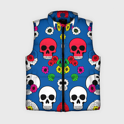 Женский жилет Паттерн из цветных черепков муэрто - нейроарт / 3D-Черный – фото 1