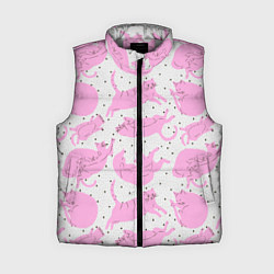 Женский жилет Пухлые спящие розовые котики на фоне в горошек