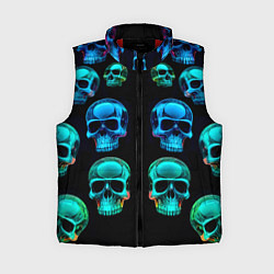 Женский жилет Neon skulls - ai art pattern, цвет: 3D-красный