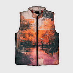 Женский жилет Винтажные осенние улицы, цвет: 3D-красный