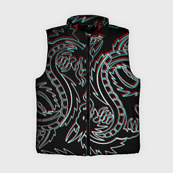 Женский жилет Драконы глитч киберпанк