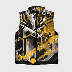 Женский жилет Жёлто-белая агрессивная абстракция на чёрном фоне