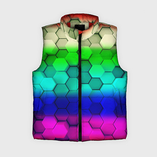 Женский жилет Неоновая абстракция соты / 3D-Красный – фото 1
