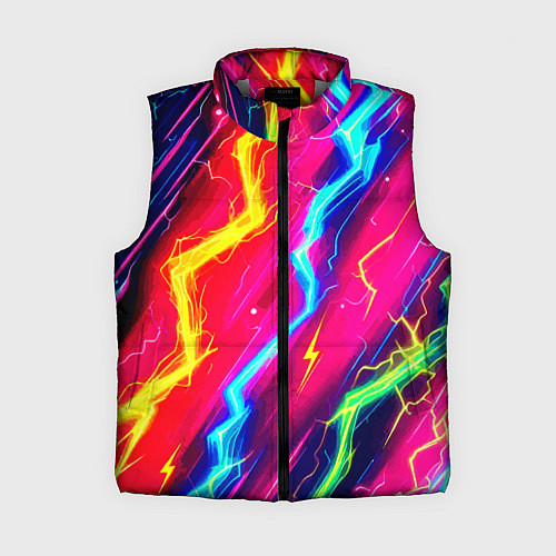 Женский жилет Абстракция из неоновых молний - нейроарт / 3D-Светло-серый – фото 1