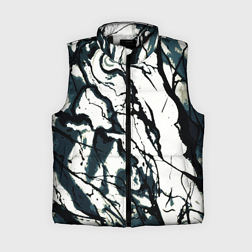 Женский жилет Абстрактная текстура мрамор белый с тёмно-синим / 3D-Черный – фото 1