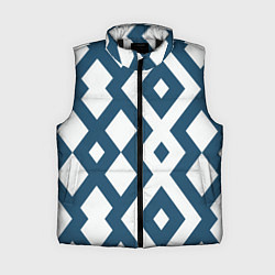 Женский жилет Геометрический узор ромб синий, цвет: 3D-черный