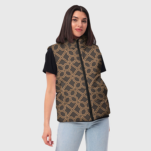 Женский жилет Геометрический узор коричневый / 3D-Красный – фото 3