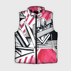 Женский жилет Скетч архитектуры - акварельная абстракция, цвет: 3D-черный