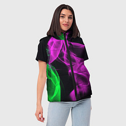 Женский жилет Неоновый огненный дым, цвет: 3D-черный — фото 2