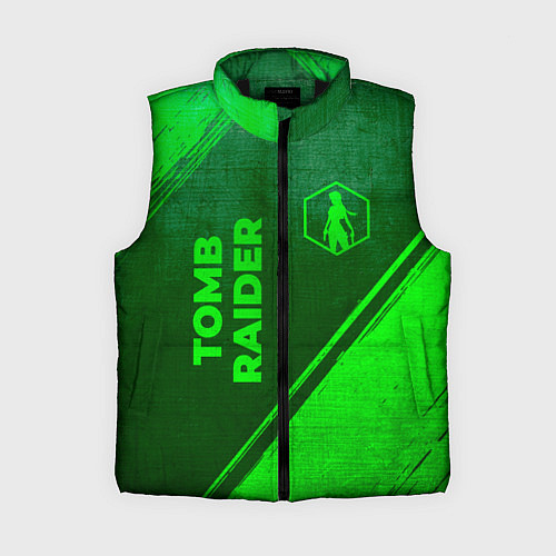 Женский жилет Tomb Raider - green gradient вертикально / 3D-Черный – фото 1