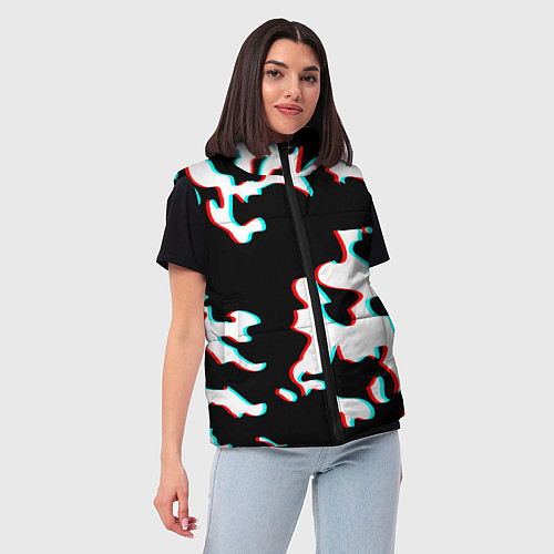 Женский жилет Камуфляж глитч / 3D-Красный – фото 3
