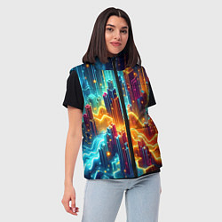 Женский жилет Neon metropolis - vaporwave, цвет: 3D-светло-серый — фото 2