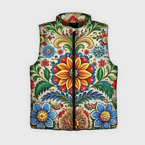 Женский жилет Русские классические узоры и орнамент / 3D-Красный – фото 1