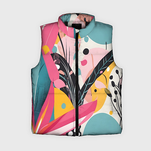 Женский жилет Листья цветы абстракция / 3D-Черный – фото 1