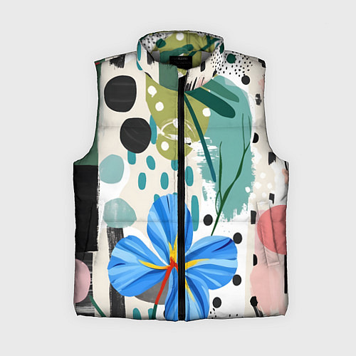 Женский жилет Цветы горошек абстракция / 3D-Светло-серый – фото 1