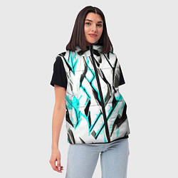 Женский жилет Чёрно-голубые агрессивные полосы на белом фоне, цвет: 3D-черный — фото 2