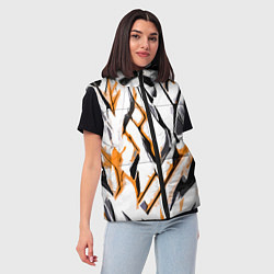 Женский жилет Чёрно-жёлтые агрессивные полосы на белом фоне, цвет: 3D-черный — фото 2