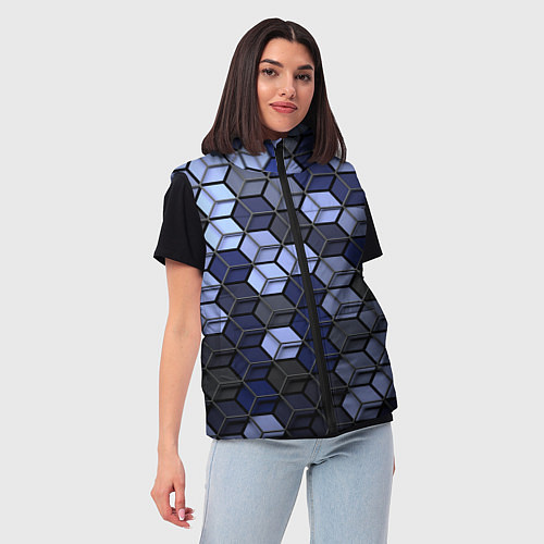 Женский жилет Серо синие соты / 3D-Красный – фото 3