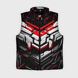 Женский жилет Красно-белая агрессивная абстракция на чёрном фоне