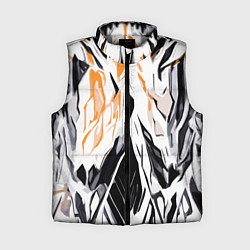Женский жилет Чёрно-жёлтая абстракция на белом фоне, цвет: 3D-светло-серый