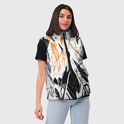 Женский жилет Чёрно-жёлтая абстракция на белом фоне, цвет: 3D-светло-серый — фото 2