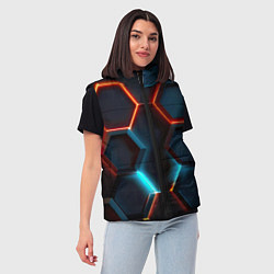 Женский жилет Неоновые темно синие соты, цвет: 3D-светло-серый — фото 2