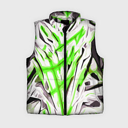 Женский жилет Чёрно-зелёная агрессивная абстракция на белом фоне