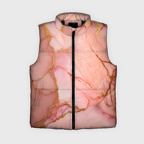 Женский жилет Текстура розового мрамора с золотом / 3D-Черный – фото 1