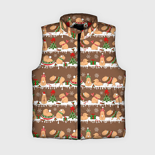 Женский жилет Капибары на Новый год и Рождество зимой / 3D-Красный – фото 1