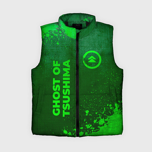Женский жилет Ghost of Tsushima - green gradient вертикально / 3D-Черный – фото 1