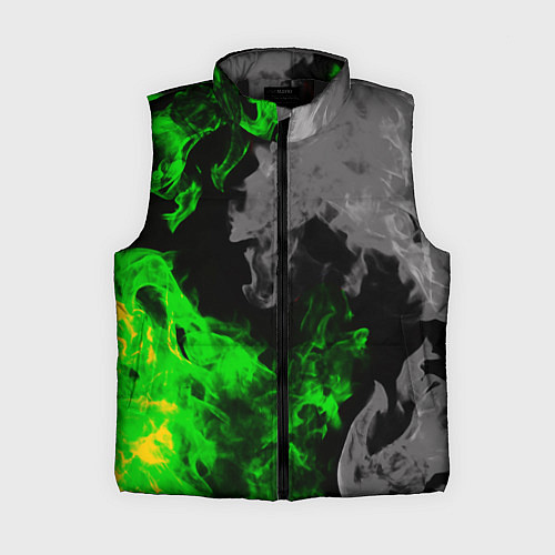 Женский жилет Зелёный и чёрный огонь / 3D-Черный – фото 1