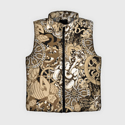 Женский жилет Колесо сансары Будда и Ганеша, цвет: 3D-светло-серый
