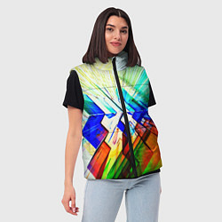 Женский жилет Неоновая абстракция стекло, цвет: 3D-черный — фото 2