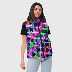 Женский жилет Абстрактная решетка - переплетение цветов, цвет: 3D-черный — фото 2